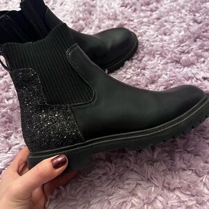 Black Steve Madden Glitter Ankle Boots 4